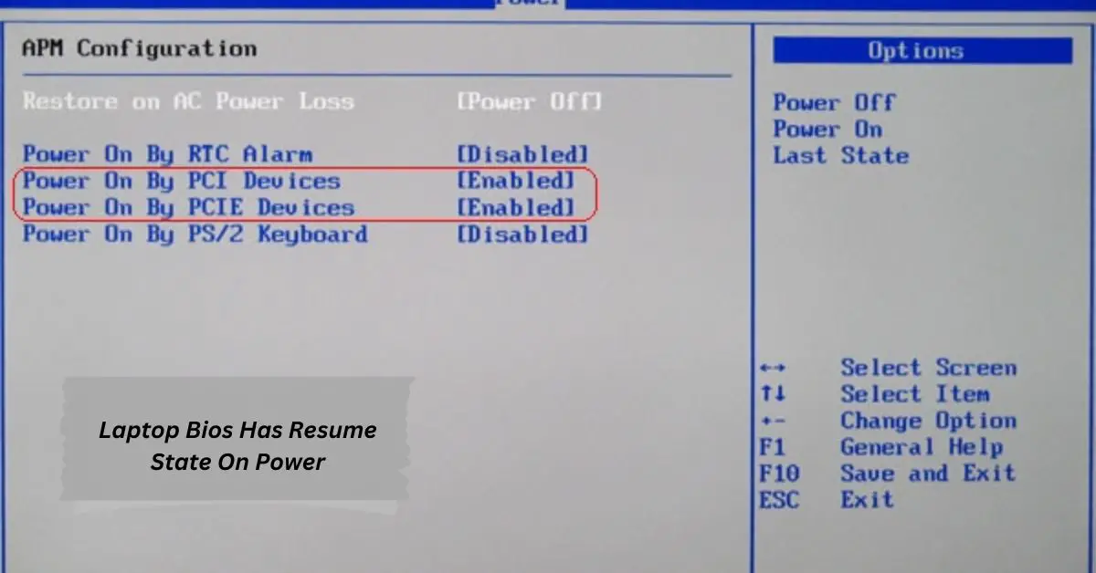 Laptop Bios Has Resume State On Power