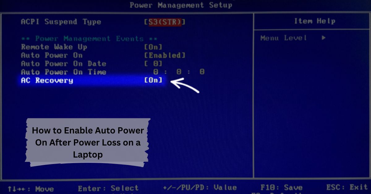 How to Enable Auto Power On After Power Loss on a Laptop