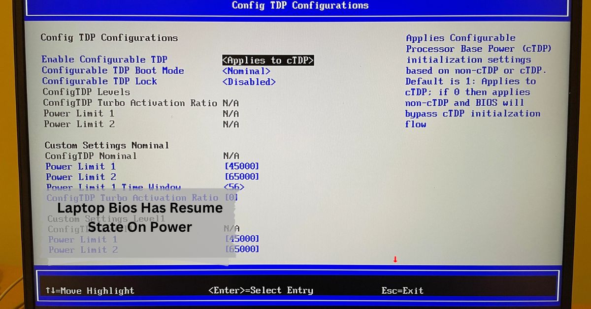 Laptop Bios Has Resume State On Power